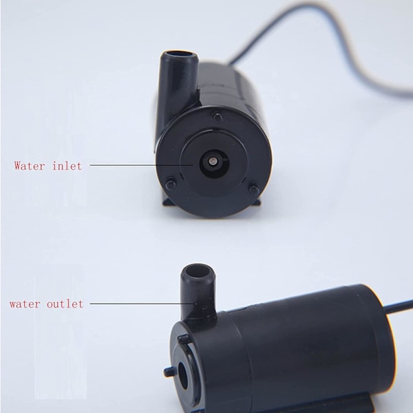 3-pakning Mini Nedsenkbar Pumpe DC 3V 5V - Mikro Børsteløs Vannpumpe med 3M Transparent Slange for Akvarium, Hage, Planter, Blomster