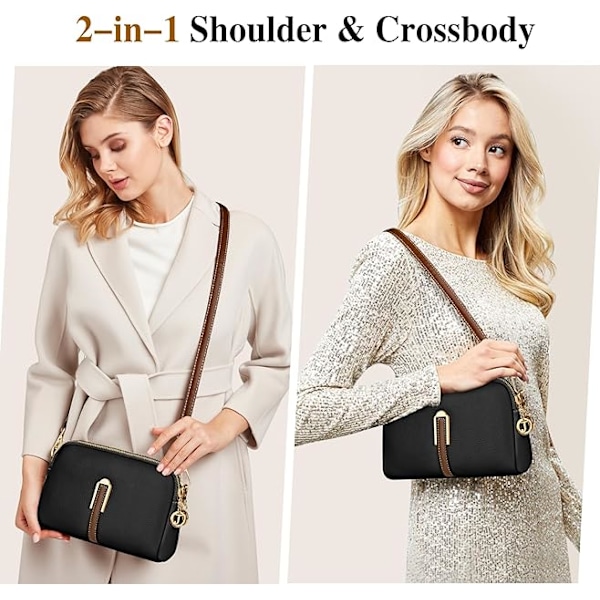 Liten Crossbody Väska för Kvinnor, Läderhandväskor, Damtelefonväska med Justerbar Bred Rem, Mode Axelväskor med Dragkedja Style 1