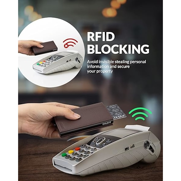 Kreditkortshållare med Dubbelt ID-Fönster Läder Passfodral Plånbok RFID-Blockering Automatisk Pop Up Kortplånbok för Kort & Sedlar Dark coffee