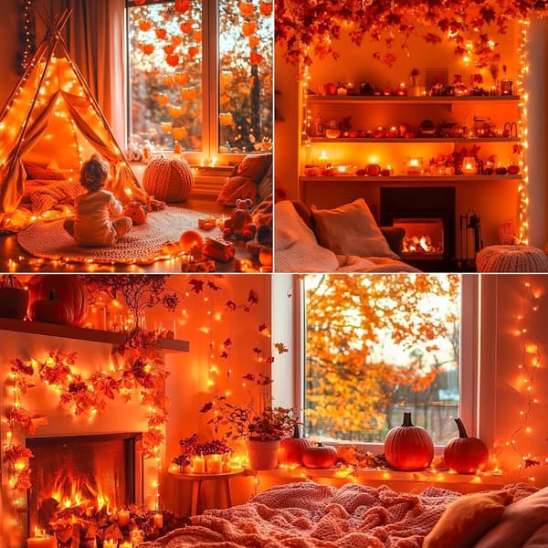 Orange Halloween lyskæde, 3M 20 LED efterårslyskæde, Orange LED til Halloween dekorationer