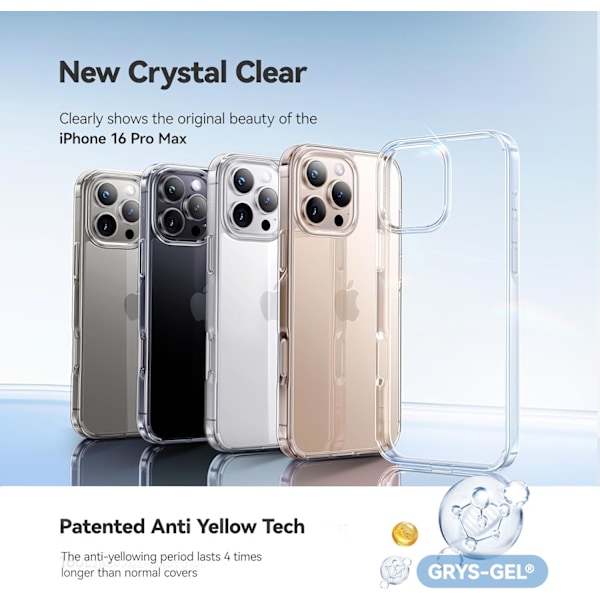2024 Kristallklart designad för iPhone 16 Pro Max-fodral, stöttåligt skyddande telefonfodral tunt smalt fodral för iPhone 16 Pro Max, genomskinligt