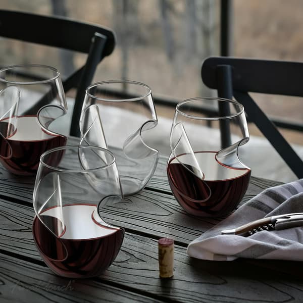 4-pak glas 400 ml, elegant buet glas, velegnet til fester, bryllupper, sammenkomster, iskaffe, vinglas