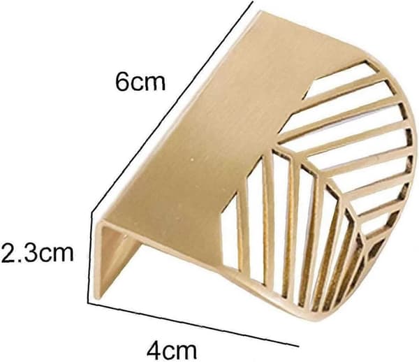 4 stk. bladformede guldkabinetgreb, guldmessing skabsgreb kobber skuffe 6 mm hardware til 20 mm dørtykkelse