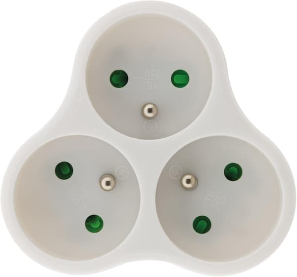 Triplite 3x16A trekantet strømuttak - hvit (pakke med 2)