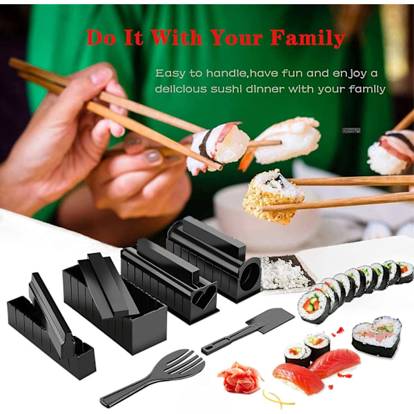 Sushi Making Kit, Deluxe Edition DIY Sushi Set, Sushi Rice Roll Mold Shapes Fork Spatula DIY TOOL