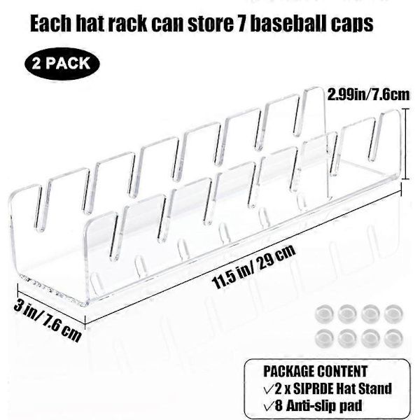 Hat Stativ til Baseball Caps Display og Organizer - 2 Pak