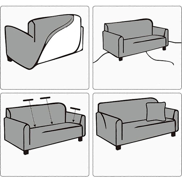 Elastiskt sofföverdrag, stretch soffskydd (rottinggrå, 2-sits 145-185cm)
