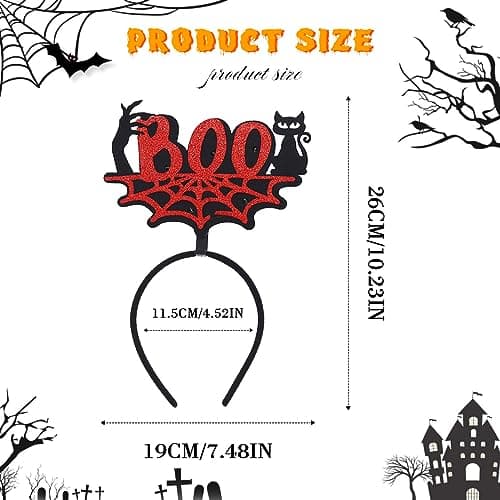 Sæt med 2 LED-lysbånd til Halloween - Græskar - Sort Kat - Spindelvævsspøgelses tilbehør til kvinder og piger