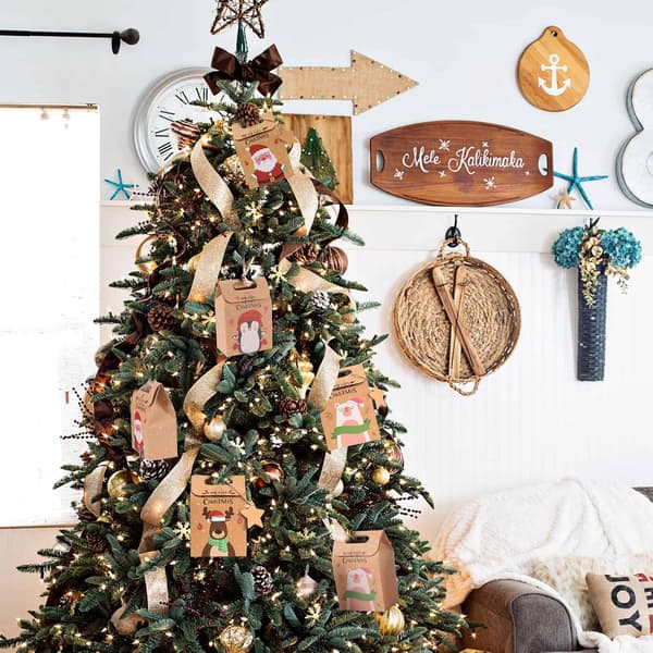24 stycken julkalaspresentaskar Jul Kraftpapper Godisaskar Julklappspåsar Julpapperspåse Adventskalenderlåda