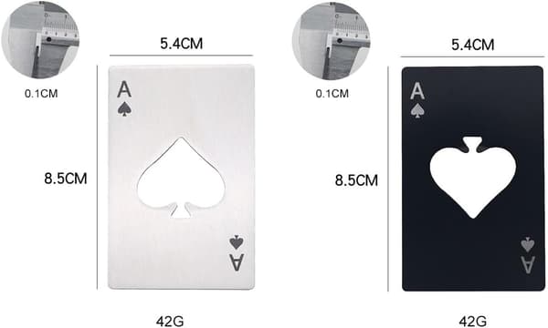 Pokerin muotoinen oluenavaaja, pullonavaaja, pullonavaaja, olutpullonavaaja, 2 kpl