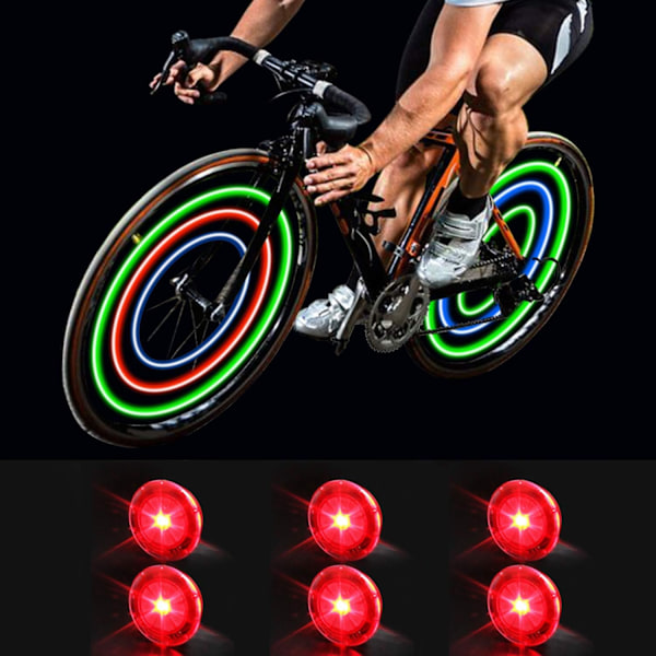 Cykelljus för Hjul Ekrar med Batterier Ingår, Vattentäta Cykelhjulslampor för Säker Cykling, Lätt att Installera Red