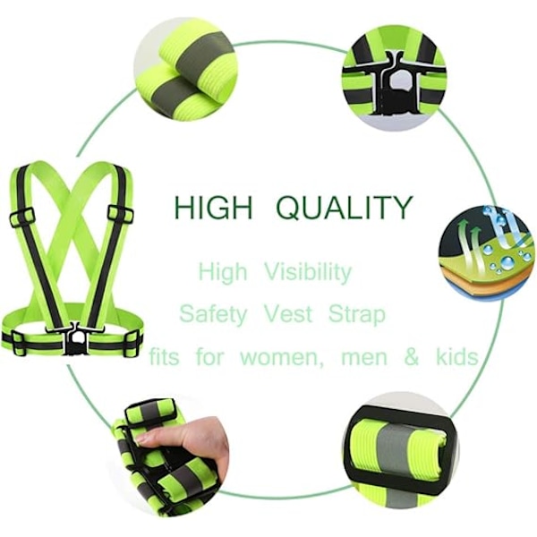 1 Pack Reflexväst Justerbar Säkerhet Hi Vis Hög Synlighet Sportutrustning för Utomhus Nattlöpning Cykling Vandring Cykling