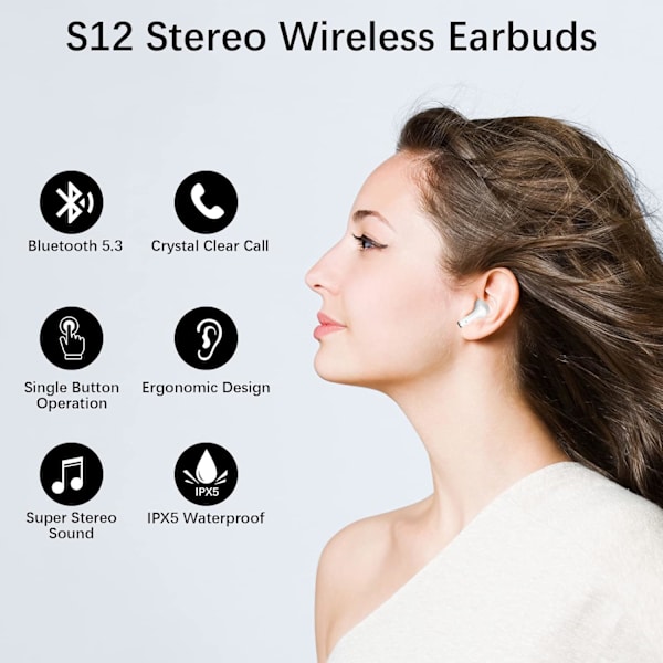 Bluetooth Langattomat Kuulokkeet Korvan Sisään, Bluetooth 5.2 Urheilukuulokkeet, Hi-Fi Stereo Type-C Latauskotelo