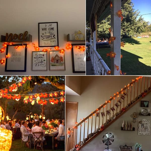 Halloween Decorations Maple Leaf String Lights Garden Lights Outdoor