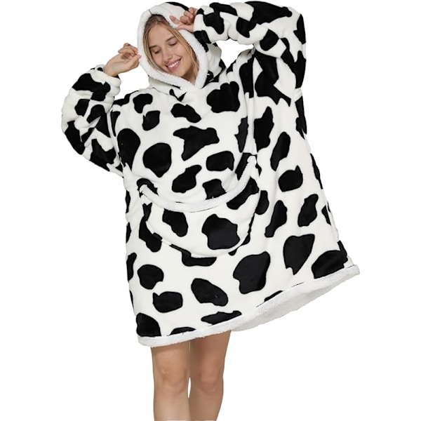 Oversized Blanket Hoodie, Sherpa Fleece Brukbar Teppe Hoodie for Kvinner Menn, Myk og Varm Hettegenser Voksne
