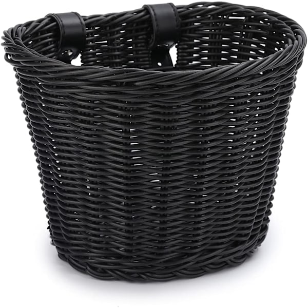 Framkorg i Plast Rattan för Cykel, Frambärare Korg Förvaring, PE Vävda Justerbar