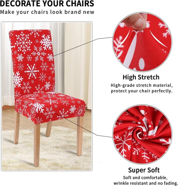 Universal Stretch Stolseter, Stolseter for Spisestuestoler (Sett med 6, Jul E)
