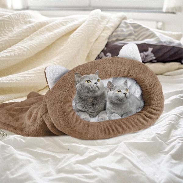Sovsäck för katt, varm husdjursbädd i fleece, mjuk tvättbar kattsäng, säck, filt, matta för katt och valp - 50 x 40 CM