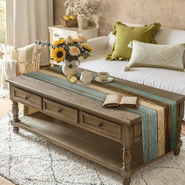 Grøn Bordløber Linned Forårs Bordløber Brun 33 X 183cm Kommode Tørklæder Retro Lade Træ Brun Teal Grøn Bordløber Beige