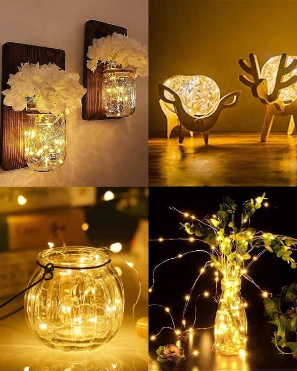 6 stk 2m LED Flaskelys - Vanntette lyslenker for fest Halloween
