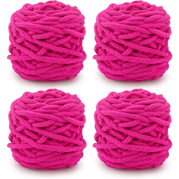 Stickgarn 4xStickgarn för Virkning, Mjuk Chunky Garn för Garnprojekt rose red