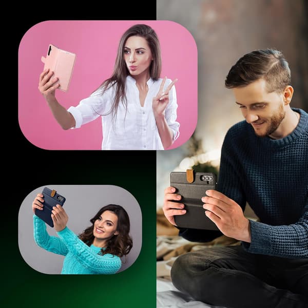 Samsung S24 Mobilskal - Läder Folio Flip Stötsäkert Skydd med Blockerande Kortfack Plånbok