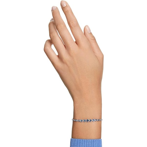 Färgglatt kristallarmband med runda diamanter, blått, mode, enkelt, populärt, lättviktigt, lyxsmycke
