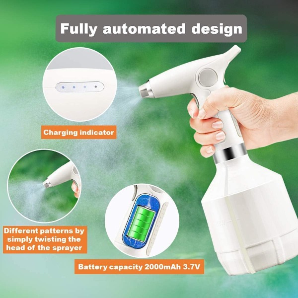 Elektrisk Sprayflaska, för Inomhus-/Utomhusväxter, Automatisk Vattning av Växter, 1000ML, Vit