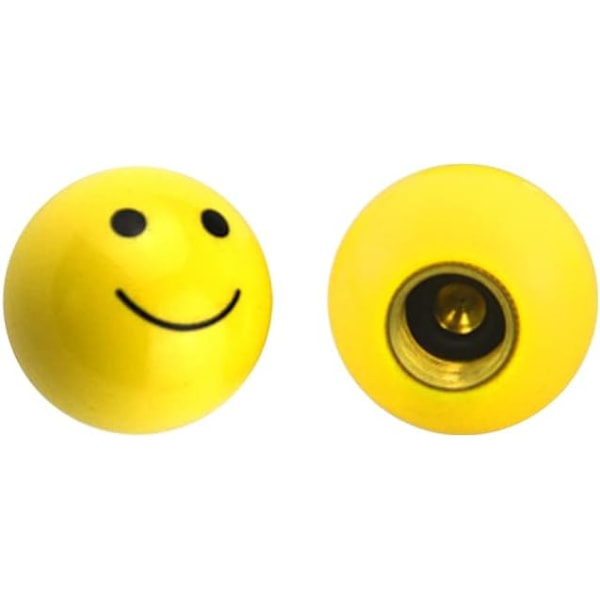 Gule Smiley Dekk Felg Ventilhetter Støvhetter (4-pakning) Universal for Biler, SUV-er, Sykler, Motorsykler, Lastebiler
