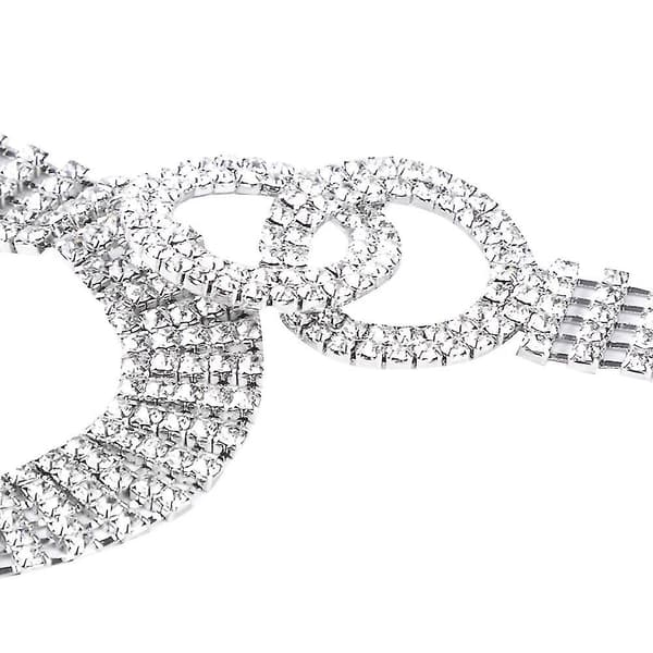 Dame Krystal Rhinestone Taljebælte Glitrende Kæde med Dobbelt O-Ring Bælte silver