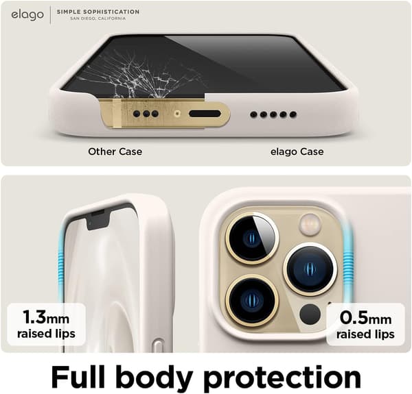 Flytende silikondeksel kompatibelt med iPhone 13 Pro (6.1\"), Premium silikon, Full kroppsbeskyttelse (Stein)