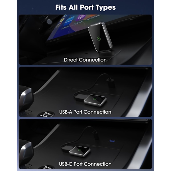 CarPlay langaton adapteri iPhonelle - Plug-and-Play asennus, laaja yhteensopivuus iOS 10+ versioita käyttävien iPhone-puhelimien kanssa
