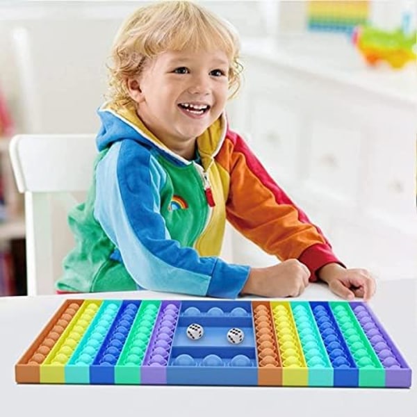 Tärningsspel, Stort Push-spel för Stresslindring, Dubbel Pop Bubblor Schackbräde, Popets Spelbräde med 2 Tärningar