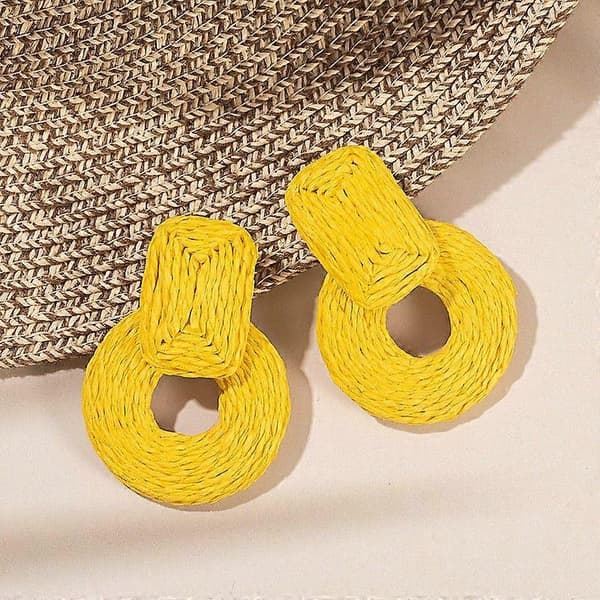 Statement Raffia Øreringe Søde Boho Øreringe Rattan Dingle Øreringe