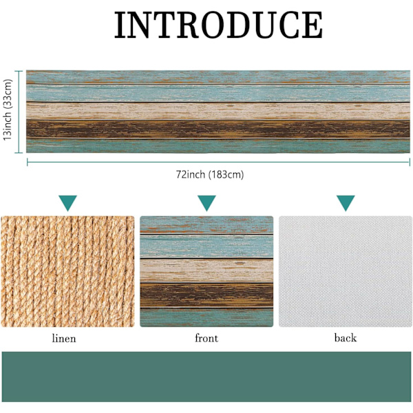 Grøn Bordløber Linned Forårs Bordløber Brun 33 X 183cm Kommode Tørklæder Retro Lade Træ Brun Teal Grøn Bordløber Beige