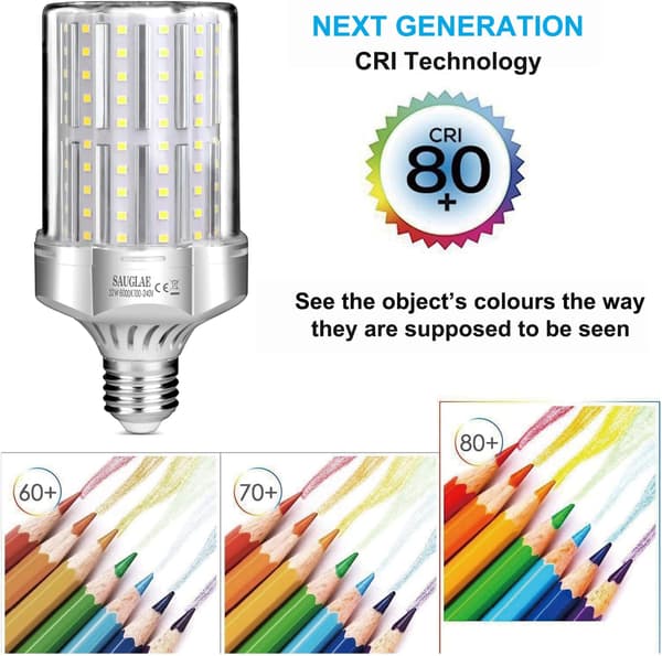 80W LED-pærer, E27 Edison skrusokkel, 6000K dagslyshvit, pakke med 2