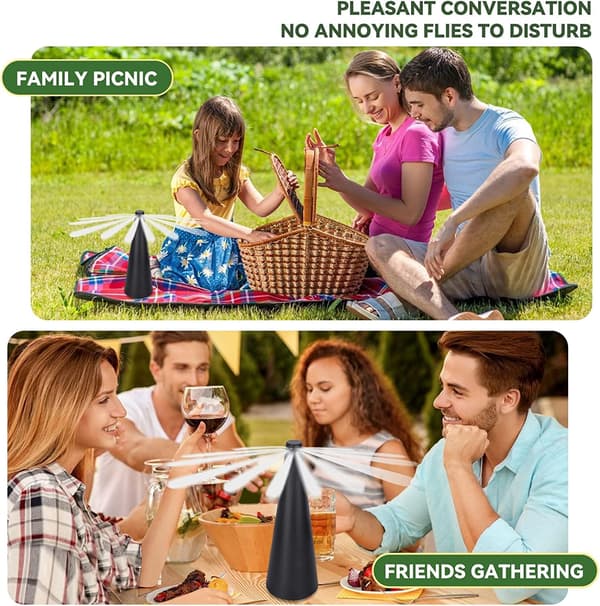 Set med 3 bärbara bordsfläktar för flugavvisning, batteridrivna; lämpliga för restauranger, picknickar och mer