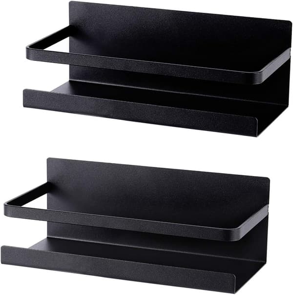 Magnetisk Krydderihylde Organizer Krydderi Organizer 2 Pak Mat Sort Krydderiholder til Køleskab