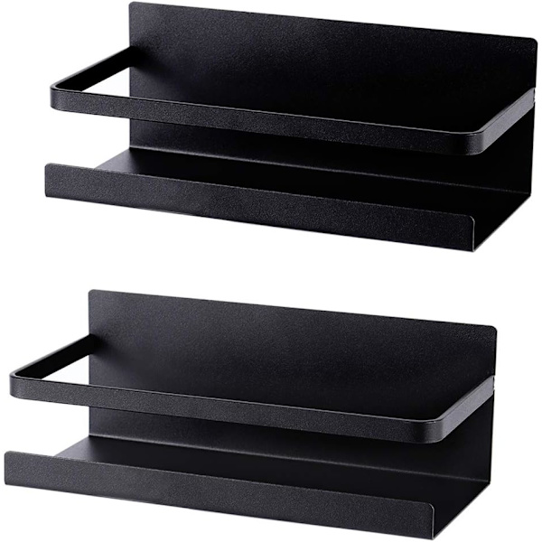 Magnetisk kryddhylla Organizer Kryddförvaring 2-pack Matt svart kryddhållare för kylskåp