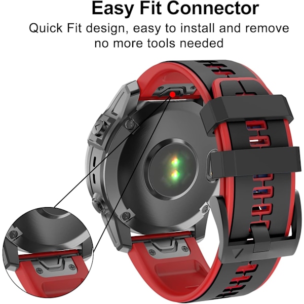 Rem til Garmin Fenix 7/Fenix 6/Fenix 5/EPIX 2, Quick Fit 22mm Silikone Urrem til Approach S60/S62, D2 Delta, Forerunner 935/945