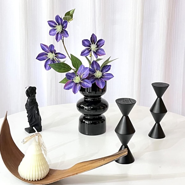Glasvas för hydroponisk odling, 7'' Svart Glasvas för Blommor, Blomvas för Heminredning, Modern Geometrisk Glasvas (Svart) Black