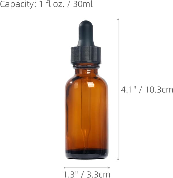Boston runde glassflasker (ravfarget / 30 ml med dråpetellere / 2 stk)