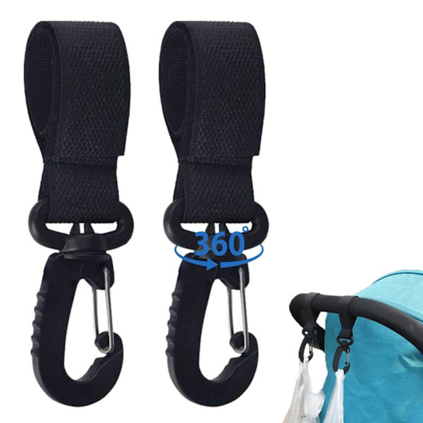 Barnvagnskrokar, 360° roterbara multifunktionskrokar, 2-pack