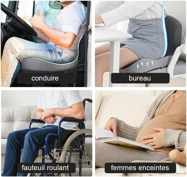 Ergonomisk setepute i minneskum – Egnet for kontorstoler, etc.; lindrer isjias