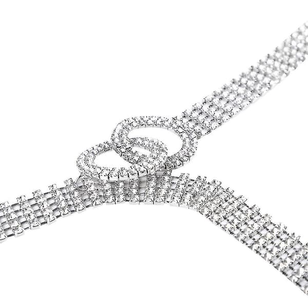 Dam Kristall Strass Midjeband Bälte Glitterkedja med Dubbel O-ring Bälte silver