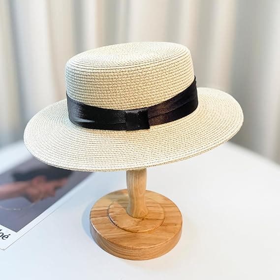 Dame Solhatt, Stråhatt med Bred Brem – Sammenleggbar Strandhatt, Ideell for Sommeren