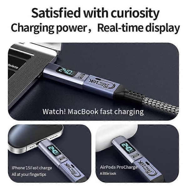 240W Magnetisk Typ C till Typ C 16K HD Videokonverterare Digital Display 80Gbps Dataöverföringsadapter