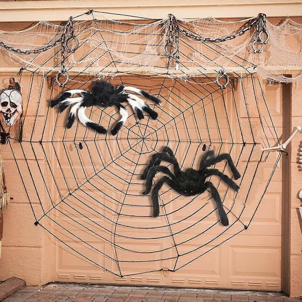 Halloween Udendørs Steder Dekorer Edderkoppespind Plys Edderkoppe Legetøj--
