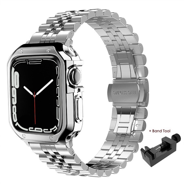 Slank metalrem kompatibel med Apple Watch remme 49 mm til kvinder, udskiftningsrem til Apple Watch i rustfrit stål, sort 49mm