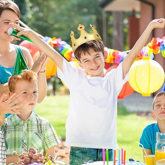 Fødselsdagskroner til børn til klasseværelset, guldkroner til børn og voksne, papirhatte til feriefest